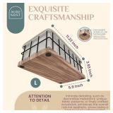 AURA NEST Metal Baskets for Organizing - Black Metal Basket with Liner, Wire Bin Wooden Decorative Baskets for Home Decors, Bathroom Decor Sets & Kitchen Decor, Wire Basket with Liner (Large)