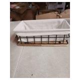 AURA NEST Metal Baskets for Organizing - Black Metal Basket with Liner, Wire Bin Wooden Decorative Baskets for Home Decors, Bathroom Decor Sets & Kitchen Decor, Wire Basket with Liner (Large)