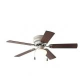 Mainstays 44 inch Hugger Indoor Ceiling Fan with Light Kit  Satin Nickel  5 Blades  Reverse Airflow