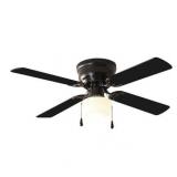 Mainstays 42 Inch Hugger Indoor Ceiling Fan with Light Kit  Black  4 Blades  LED Bulb  Reverse Airflow