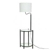 Mainstays Glass End Table Floor Lamp with White Shade  Matte Black  17 L x 17 W x 54 H  Modern Style - Missing shade