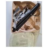 Mainstays Glass End Table Floor Lamp with White Shade  Matte Black  17 L x 17 W x 54 H  Modern Style - Missing shade