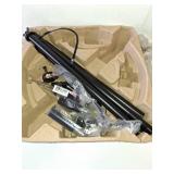 Mainstays Glass End Table Floor Lamp with White Shade  Matte Black  17 L x 17 W x 54 H  Modern Style - Missing shade