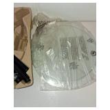 Mainstays Glass End Table Floor Lamp with White Shade  Matte Black  17 L x 17 W x 54 H  Modern Style - Missing shade