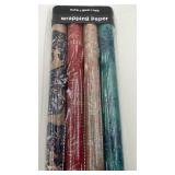 RUSPEPA Christmas Kraft Wrapping Paper - Reindeer, Berry Leaf and Text Design - 4 Rolls - 30 inches x 10 feet per Roll