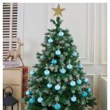 JOIEDOMI 24 Pcs Baby Blue Christmas Tree Ornaments Set, 2.36\" Shatterproof Christmas Balls, Xmas Hanging Ornaments Decorations for Tree Wreath Garland Holiday Wedding Indoor Party Decor