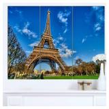 FACTORY SEALED - Designart Beautiful Winter Day in Paris-Extra Large Cityscape Glossy Csnvas Wall Art, 36x28, Blue