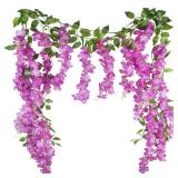 APPEARS NEW - CISDUEO 3 Pcs Wisteria Hanging Flowers Wisteria Flowers Vine Garland Wedding Arch Decoration Purple Red Artificial Wisteria Vines Hanging Flower Vines Silk for Party Garden Home Table Ba