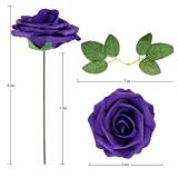 FACTORY SEALED - Lansdowns Artificial Flower Foam Rose 25pcs Real Looking Fake Rose with Stems Leaves for Home Decoration Party Garden Centerpieces DIY Wedding Bouquetsï¼Purpleï¼
