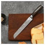FACTORY SEALED - TONGMARU Bread Knife, 8 inch Professional High Carbon Razor Super Sharp German Stainless Steel - Cooking Kitchen Bread Knife with Ergonomic Forged PakkaWood Handle, with Luxury Gift B