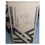 FACTORY SEALED - AODK Computer Desk, 56 Inch Gaming Desk with Led Lights & Power Outlet, Office Desk with Storage Shelves, Reversible Desk with Monitor Shelf & Headphone Hook, Carbon Fiber Black