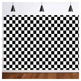 APPEARS NEW - 7x5FT Black and White Checkered Chessboard Theme Photography Background Children