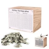 APPEARS NEW - Piggy Bank for Kids and Adults, Wooden Money Saving Box for Cash, Unbreakable Piggy Bank for $10000 $5000 $3000 $1000 $800 $500 Target Money Saving Challenge.(Burly Wood)