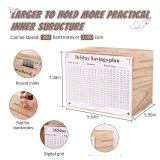 APPEARS NEW - Piggy Bank for Kids and Adults, Wooden Money Saving Box for Cash, Unbreakable Piggy Bank for $10000 $5000 $3000 $1000 $800 $500 Target Money Saving Challenge.(Burly Wood)