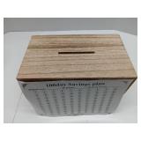 APPEARS NEW - Piggy Bank for Kids and Adults, Wooden Money Saving Box for Cash, Unbreakable Piggy Bank for $10000 $5000 $3000 $1000 $800 $500 Target Money Saving Challenge.(Burly Wood)