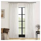 FACTORY SEALED - 90 Inch Pinch Pleated Linen Curtains 2 Panel Set for Living Room Cream Natural Thick Linen Textured Drapes 90 Inches Long Pinch Pleat Drapes Birch Ivory Semi Sheer Curtain for Dining 