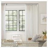 FACTORY SEALED - 90 Inch Pinch Pleated Linen Curtains 2 Panel Set for Living Room Cream Natural Thick Linen Textured Drapes 90 Inches Long Pinch Pleat Drapes Birch Ivory Semi Sheer Curtain for Dining 