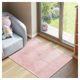 FACTORY SEALED - jinchan Solid Plush Area Rug 2x3 Performance Shaggy Washable Rug Indoor Entryway Doormat Soft Modern Faux Wool Cozy Non Slip Carpet for Living Room Kid Room Bedroom Nursery Pink