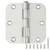 FACTORY SEALED - 3 Pack Rounded Satin Door Hinges Brushed Nickel 3.5 Inch Interior 3 1/2 Inch 5/8 Radius Corners Iron Bifold Silver Residential Bed Room Hinge for Doors Hardware Controls House Decor A