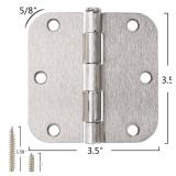 FACTORY SEALED - 3 Pack Rounded Satin Door Hinges Brushed Nickel 3.5 Inch Interior 3 1/2 Inch 5/8 Radius Corners Iron Bifold Silver Residential Bed Room Hinge for Doors Hardware Controls House Decor A