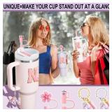 FACTORY SEALED - XIANGYUAN 9pcs Stanley Cup Accessories Set for Stanley Cup 30oz 40oz Tumbler with Handle,Including Straw Topper Cover Cap and Boot,Spill Proof Stopper,Handle Charm,Initials Sticker Le
