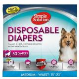 Simple Solution Disposable Dog Diapers, Female Dog Diapers, Puppy Potty Training, Incontinence and Heat Cycle Protection, Medium Diapers for Dogs, 15-23 Inch Waist, 30 Count