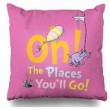 APPEARS NEW - Throw Pillow Covers Youll Dr Seuss Oh The Places You Ll Go Graduation Pillowslip Square Sofa Cute 18 x 18 Inches Cushion Cases Pillowcases