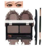 FACTORY SEALED - Eyebrow Powder Makeup Kit for Women,2 Colors Eye Brow Powder Waterproof Tinting Palette Long-Lasting,Brown Dark Brown Brow Fill&Sculpt Natural Eyebrow Contour for Sparse Brow with Bro