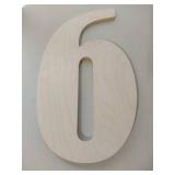 \6\" Wooden Number with two mounting holes at the top"