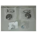 Decorative Curtain Rod Holdback with Floral Design - Satin Nickel Finish