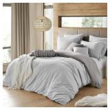 2PC Silver/Gray Twin/Twin XL (68 x 90 ) 2 in 1 Reversible Duvet Cover & Sham Set (Comforter not Included)