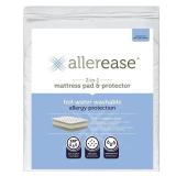 AllerEase 2-in-1 Waterproof Allergy Protection Mattress Pad-White (Twin): Hypoallergenic Polyester Protector Cover, Fits 18" Deep - Retail: $110.61
