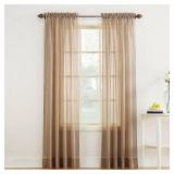 Lof of 2 No. 918 Jillian Crushed Voile Sheer Rod Pocket Curtain Panel 51 x 63 Taupe