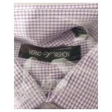 Verno Fashion Purple Gingham Dress Shirt Slim Fit 14-14.5 32/33