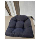 Set of 2 Plush chair cushions with tie backs, Navy Blue