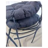 Set of 2 Plush chair cushions with tie backs, Navy Blue