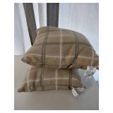 Sunbrella Patio pillows, set of 2, 17 x 17 inches, Taupe plaid