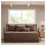 Madison Park Boone 6-Piece 100 Percent Polyester Day Bed Cover in Brown 75