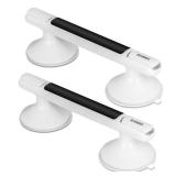 FACTORY SEALED - EHRRD A Pair(Two) Suction Cup Bathroom Grab Bar with Black Accent - Secure Safety Handle for Bathtubs and Showers, Non-Slip Shower Handrail for Seniors and Elderly, No Drilling Requir