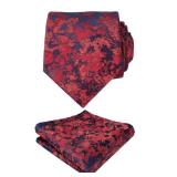 FACTORY SEALED - Alizeal Mens 3.15inches Rose Pattern Necktie with Floral Handkerchief Set, Burgundy