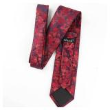 FACTORY SEALED - Alizeal Mens 3.15inches Rose Pattern Necktie with Floral Handkerchief Set, Burgundy