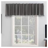 (UNUSED) Sun Zero Greyson Faux Dupioni Silk Beaded Tassels Thermal Extreme Total Blackout Back Tab Curtain Valance, 50 x 17" Gray