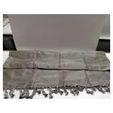 (UNUSED) Sun Zero Greyson Faux Dupioni Silk Beaded Tassels Thermal Extreme Total Blackout Back Tab Curtain Valance, 50 x 17" Gray