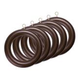 Classic Home Collection Wood Drapery Rings for 2 Inch Drapery Rod Walnut Color Set of 7