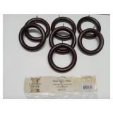 Classic Home Collection Wood Drapery Rings for 2 Inch Drapery Rod Walnut Color Set of 7