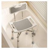 Bluelog Shower Chair with Back for Elderly and Disabled, Shower Seat Bench Stool, Adjustable Height, 500 lbs Capacity, FSA/HSA Eligible, Rectangular - Retail: $54
