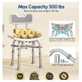Bluelog Shower Chair with Back for Elderly and Disabled, Shower Seat Bench Stool, Adjustable Height, 500 lbs Capacity, FSA/HSA Eligible, Rectangular - Retail: $54