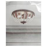 (UNUSED) Avery Beaded 3 Light Flush Mount Light Fixture Wood Bead, Farmhouse Chandelier, Antique Rustic Ceiling Light Fixture for Kitchen Hallway Entryway Laundry Bedroom Nursery Passway