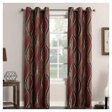 APPEARS NEW - 48x95" No. 918 Semi-Sheer Intersect Ogee Wave Print Grommet Curtain Panel Paprika: Modern Light Filtering Polyester 2 pack