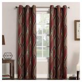 APPEARS NEW - 48x95" No. 918 Semi-Sheer Intersect Ogee Wave Print Grommet Curtain Panel Paprika: Modern Light Filtering Polyester 2 pack